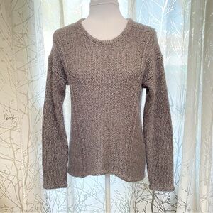 HELMUT LANG BROWN ALPACA WOOL CHUNKY KNIT ROUND NECK SWEATER